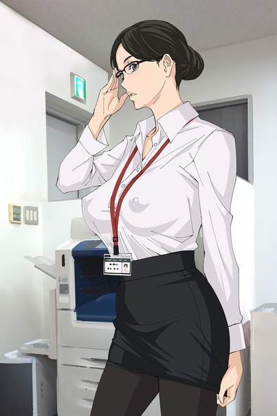 Secretary anime messy cute